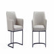 Modern Serena Dining Armchair Upholstered in Leatherette with Steel Legs in Light Grey - Set of 2