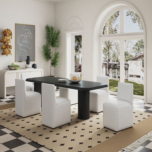 Anna Modern Square Faux Leather Dining Chair in Cream (Set of 2)