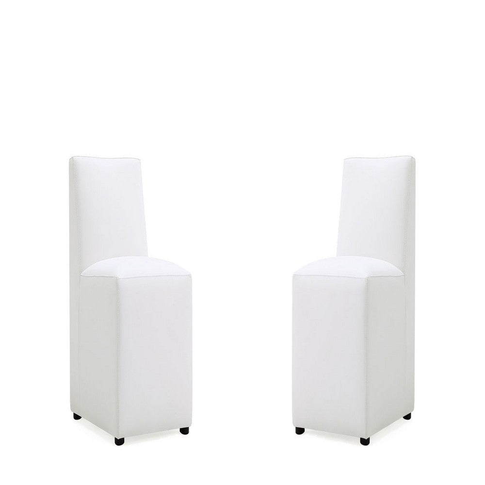 Anna Modern Square Faux Leather Dining Chair in Cream (Set of 2)