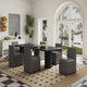 Anna Modern Square Faux Leather Dining Chair in Pewter (Set of 2)