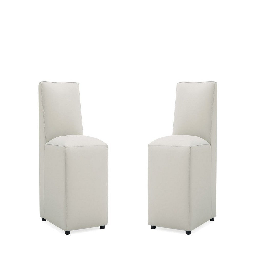Anna Modern Square Faux Leather Dining Chair in Light Stone Grey (Set of 2)