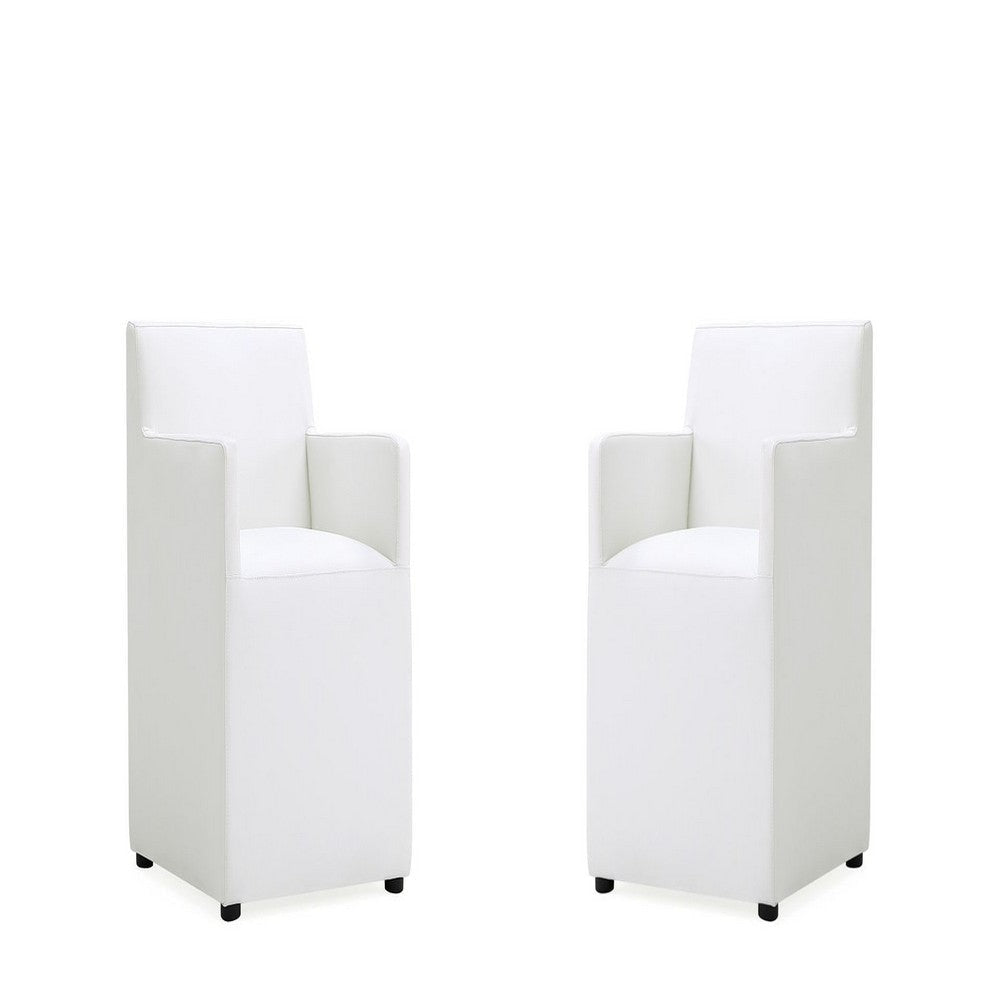 Anna Modern Square Faux Leather Dining Armchair in Cream (Set of 2)
