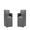 Anna Modern Square Faux Leather Dining Armchair in Pewter (Set of 2)