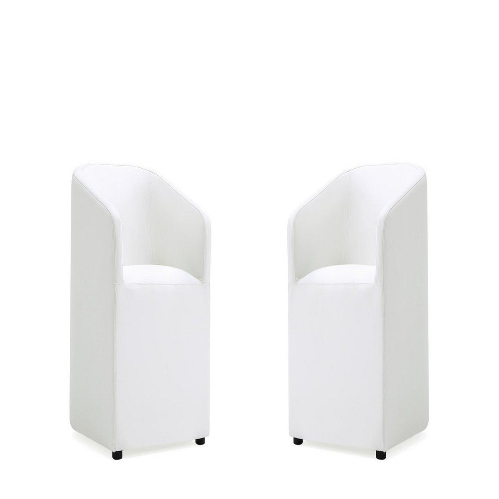 Anna Modern Round Faux Leather Dining Armchair in Cream (Set of 2)