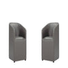 Anna Modern Round Faux Leather Dining Armchair in Pewter (Set of 2)