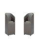 Anna Modern Round Faux Leather Dining Armchair in Pewter (Set of 2)