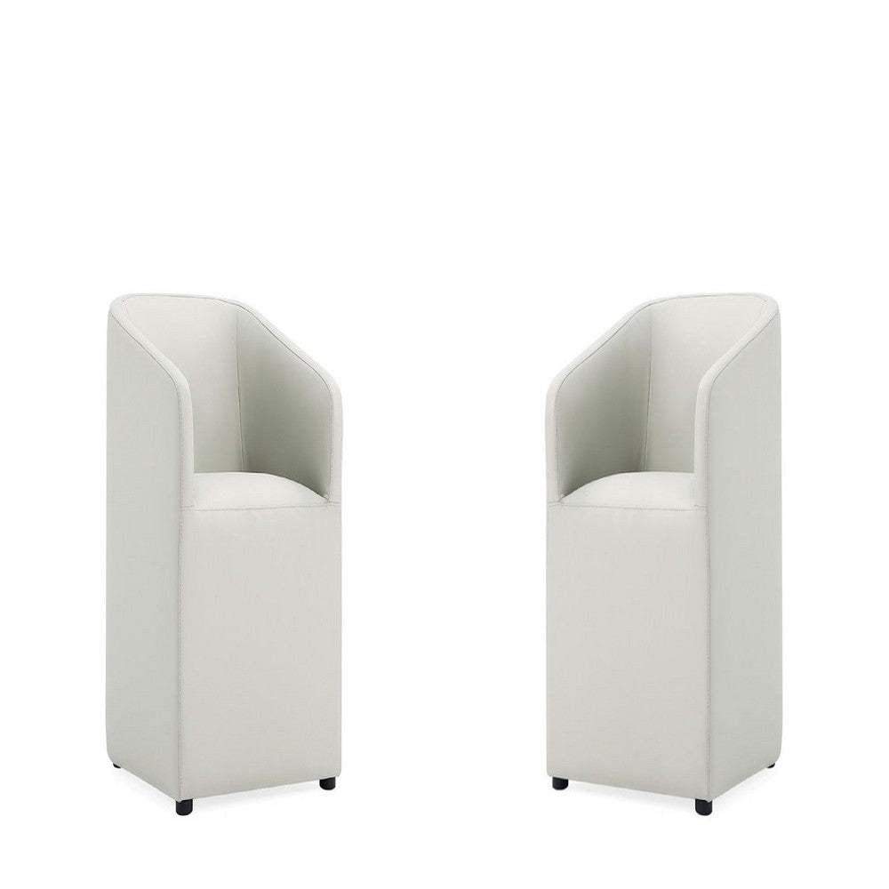 Anna Modern Round Faux Leather Dining Armchair in Light Stone Grey (Set of 2)