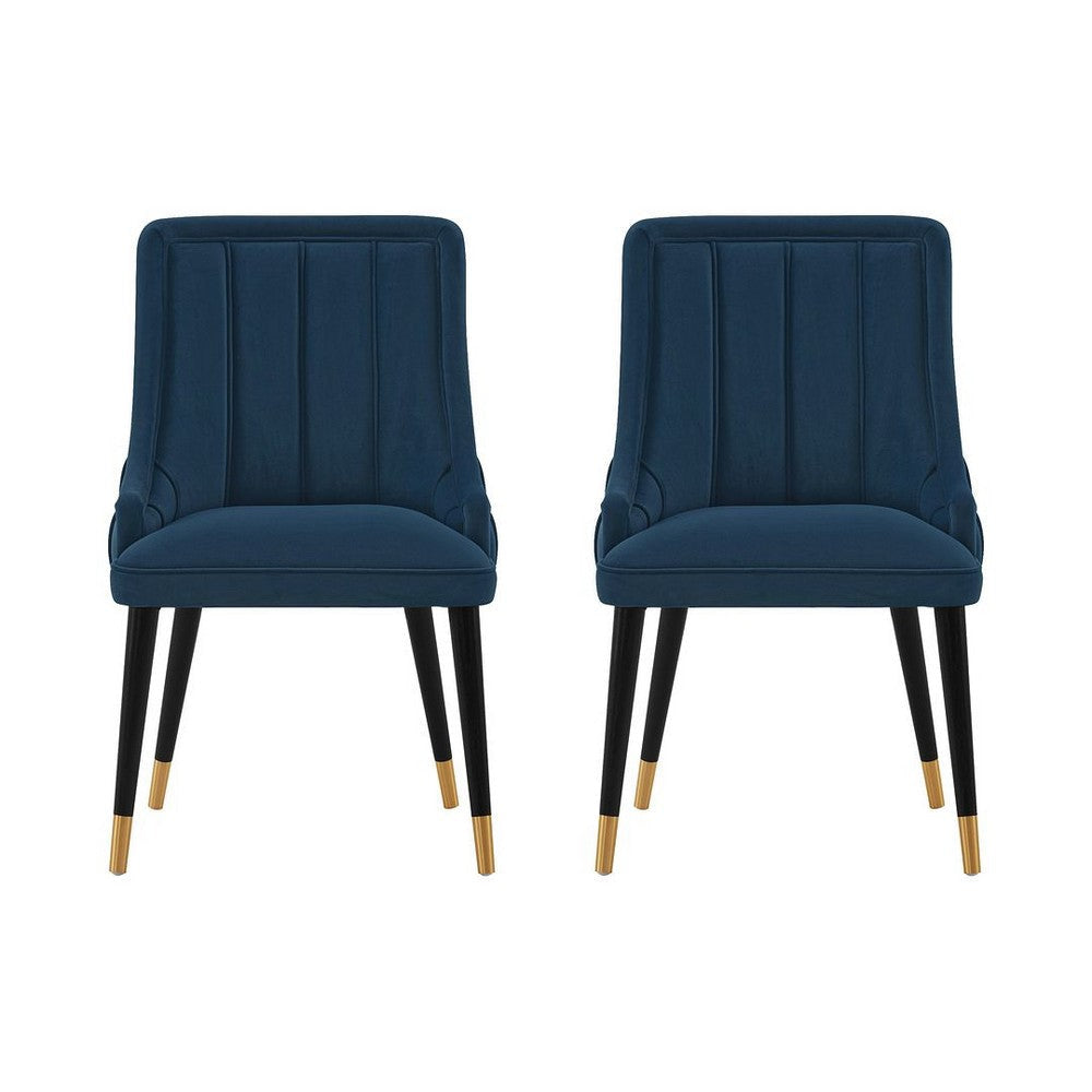 Modern Eda Velvet Dining Chair in Midnight Blue- Set of 2