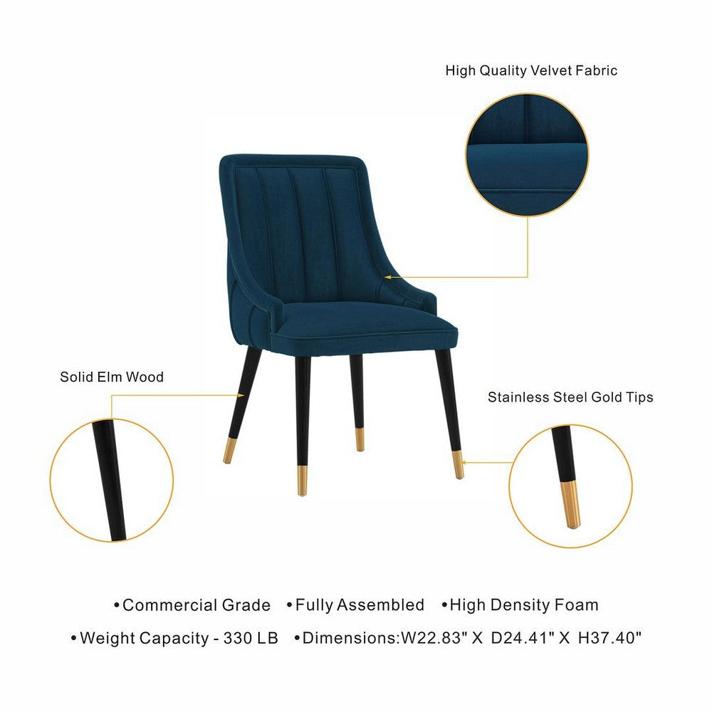 Modern Eda Velvet Dining Chair in Midnight Blue- Set of 2 MHC-2-DC073-BL