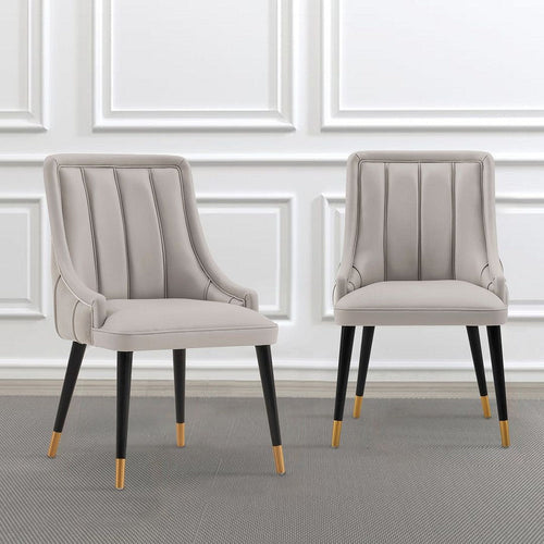 Modern Eda Velvet and Leatherette Dining Chair in Grey- Set of 2