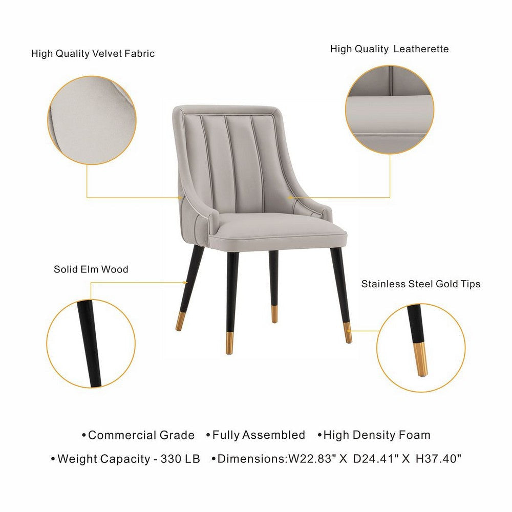 Modern Eda Velvet and Leatherette Dining Chair in Grey- Set of 2 MHC-2-DC073-GY
