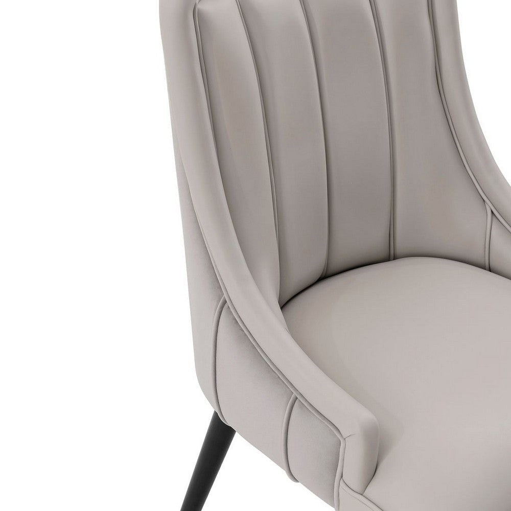 Modern Eda Velvet and Leatherette Dining Chair in Grey- Set of 2 MHC-2-DC073-GY