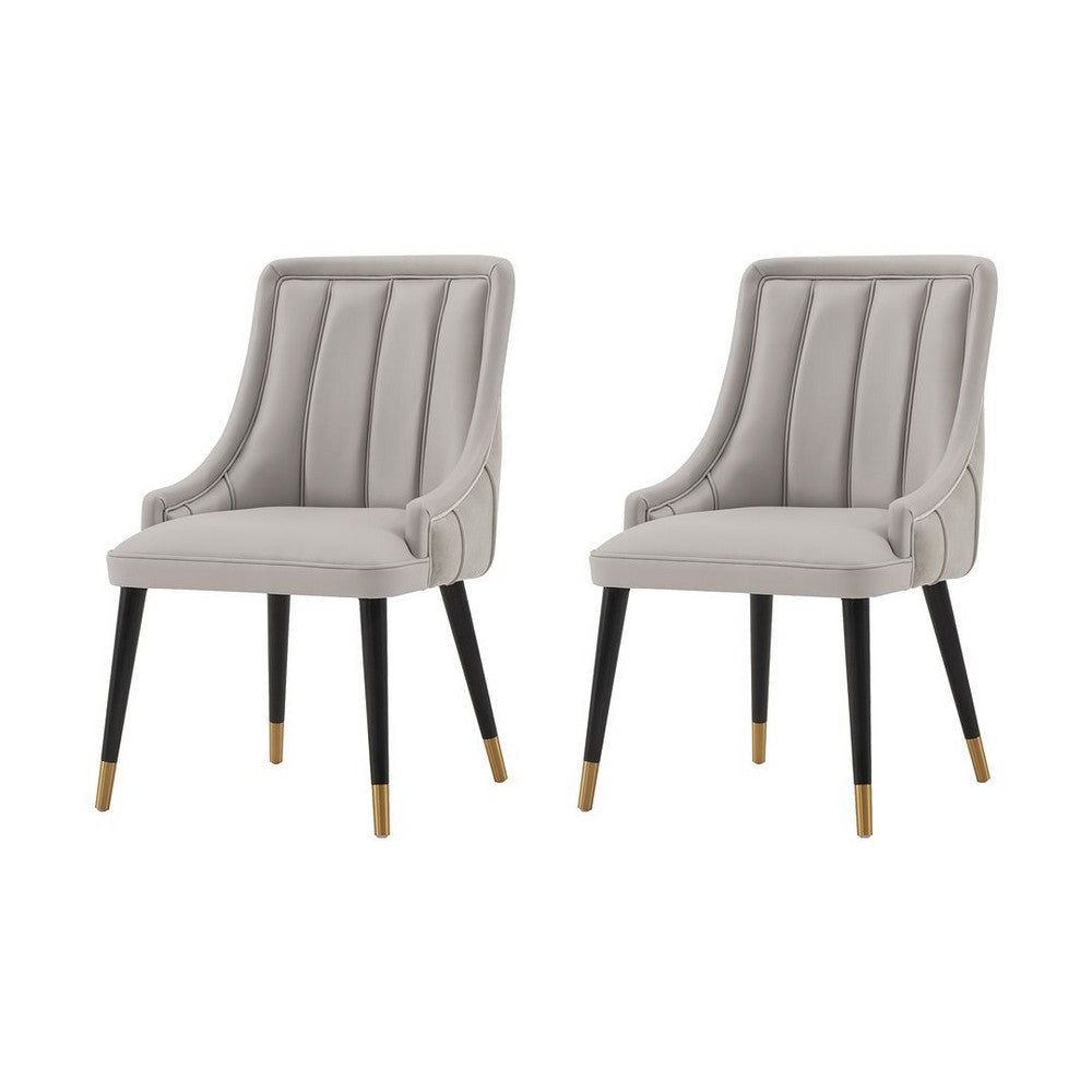 Modern Eda Velvet and Leatherette Dining Chair in Grey- Set of 2