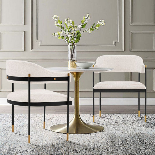 Modern Lia Boucle Dining Armchair in Cream - Set of 2