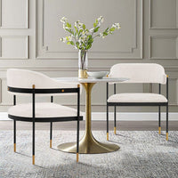 Modern Lia Boucle Dining Armchair in Cream - Set of 2