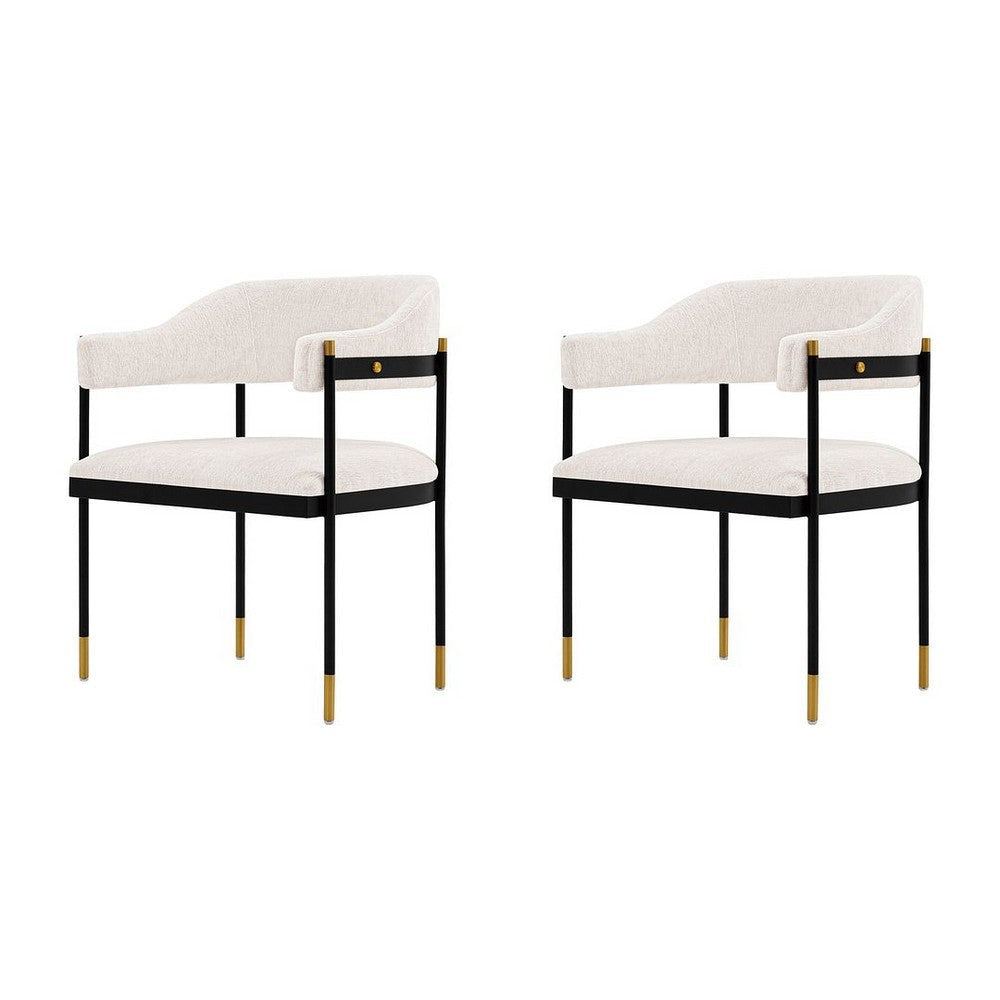 Modern Lia Boucle Dining Armchair in Cream - Set of 2