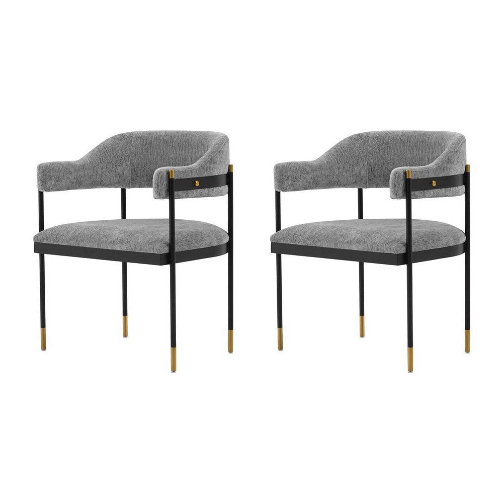 Modern Lia Boucle Dining Armchair in Grey - Set of 2