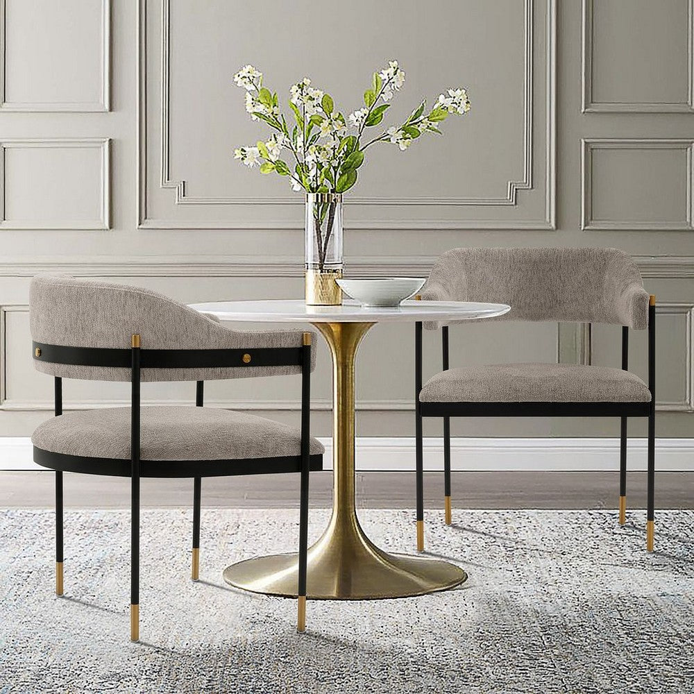 Modern Lia Boucle Dining Armchair in Stone - Set of 2