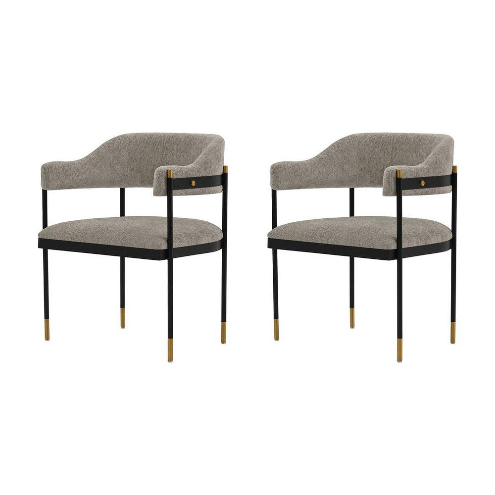 Modern Lia Boucle Dining Armchair in Stone - Set of 2