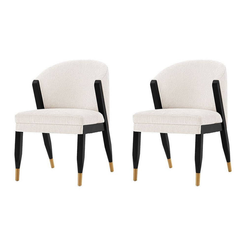 Modern Ola Boucle Dining Chair in Cream- Set of 2