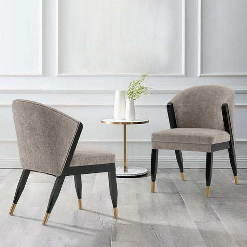 Modern Ola Boucle Dining Chair in Stone- Set of 2