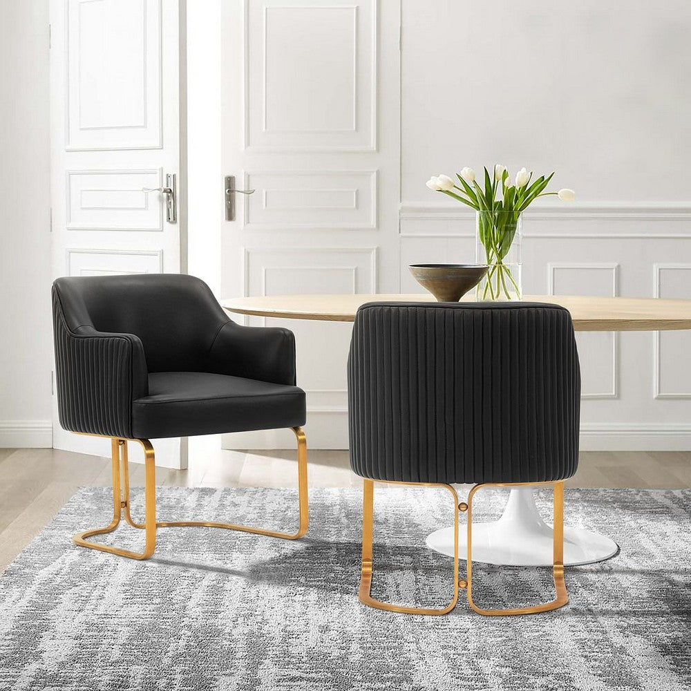 Modern Edra Leatherette  Dining Armchair in Black - Set of 2