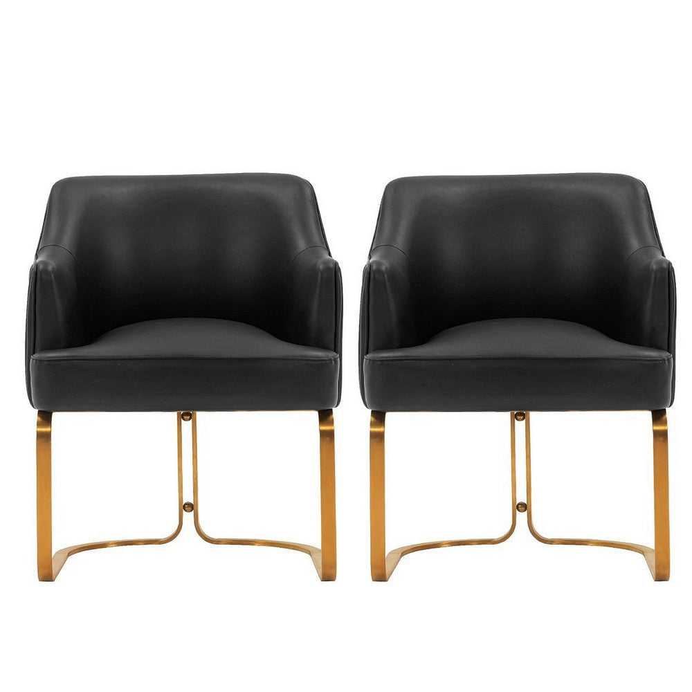 Modern Edra Leatherette  Dining Armchair in Black - Set of 2