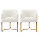 Modern Edra Leatherette  Dining Armchair in Cream - Set of 2