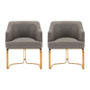 Modern Edra Leatherette  Dining Armchair in Taupe - Set of 2