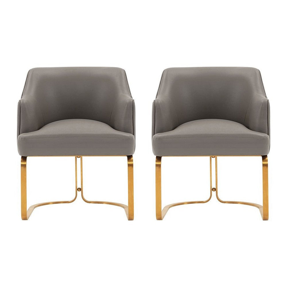 Modern Edra Leatherette  Dining Armchair in Taupe - Set of 2