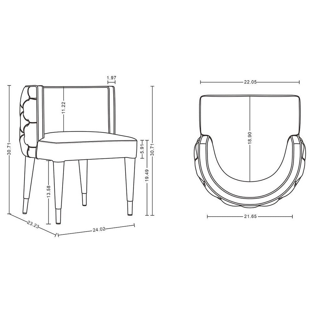 Modern Maya Tufted Velvet Dining Chair in Grey - Set of 2 MHC-2-DC079-GY