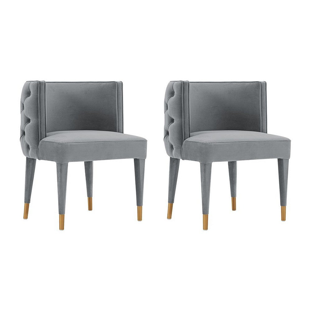 Modern Maya Tufted Velvet Dining Chair in Grey  - Set of 2