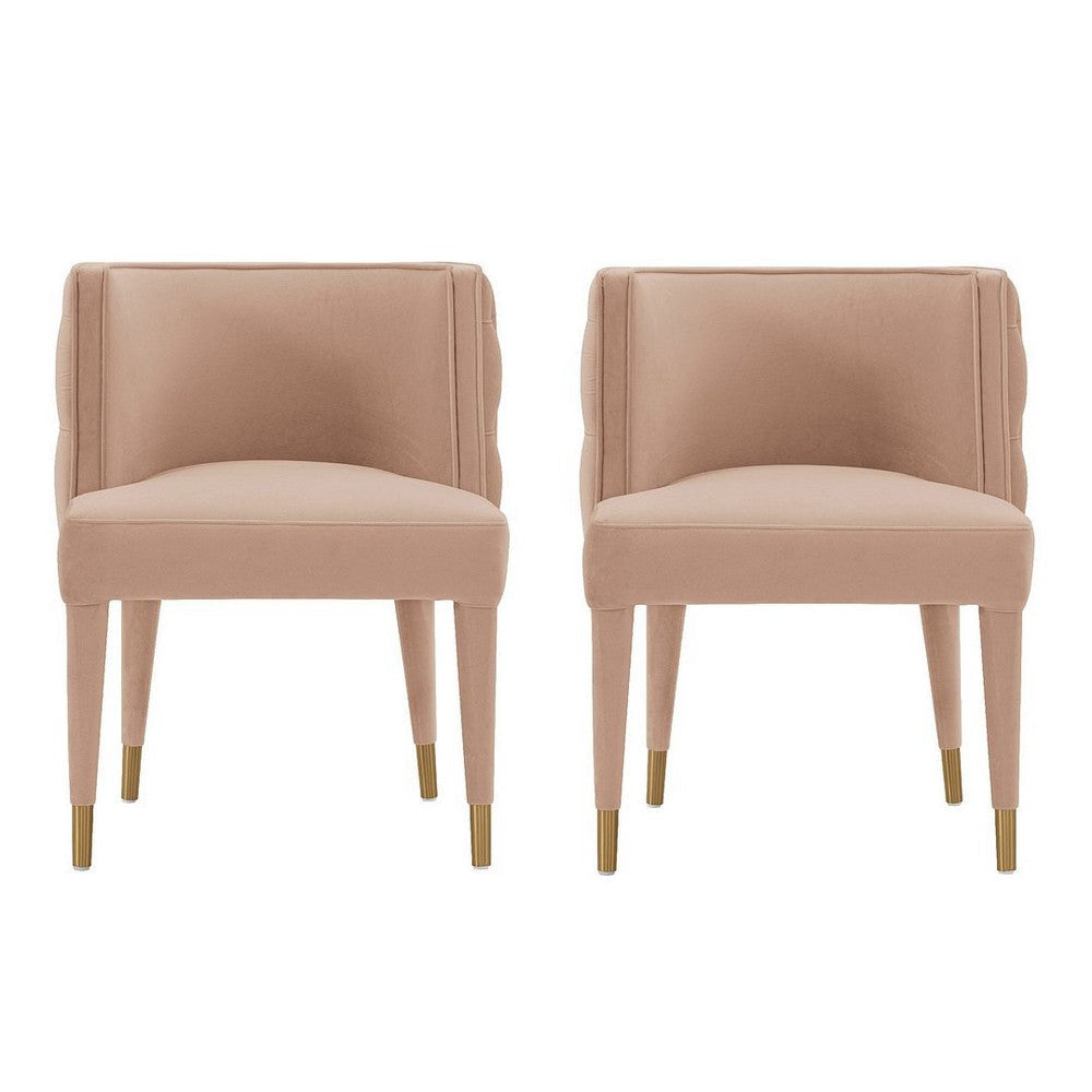 Modern Maya Tufted Velvet Dining Chair in Nude  - Set of 2