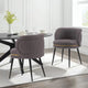 Modern Kaya Pleated Velvet Dining Chair in Grey - Set of 2