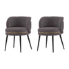 Modern Kaya Pleated Velvet Dining Chair in Grey - Set of 2