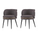 Modern Kaya Pleated Velvet Dining Chair in Grey - Set of 2