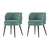 Modern Kaya Pleated Velvet Dining Chair in Mint Green - Set of 2