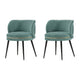 Modern Kaya Pleated Velvet Dining Chair in Mint Green - Set of 2