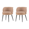 Modern Kaya Pleated Velvet Dining Chair in Nude - Set of 2