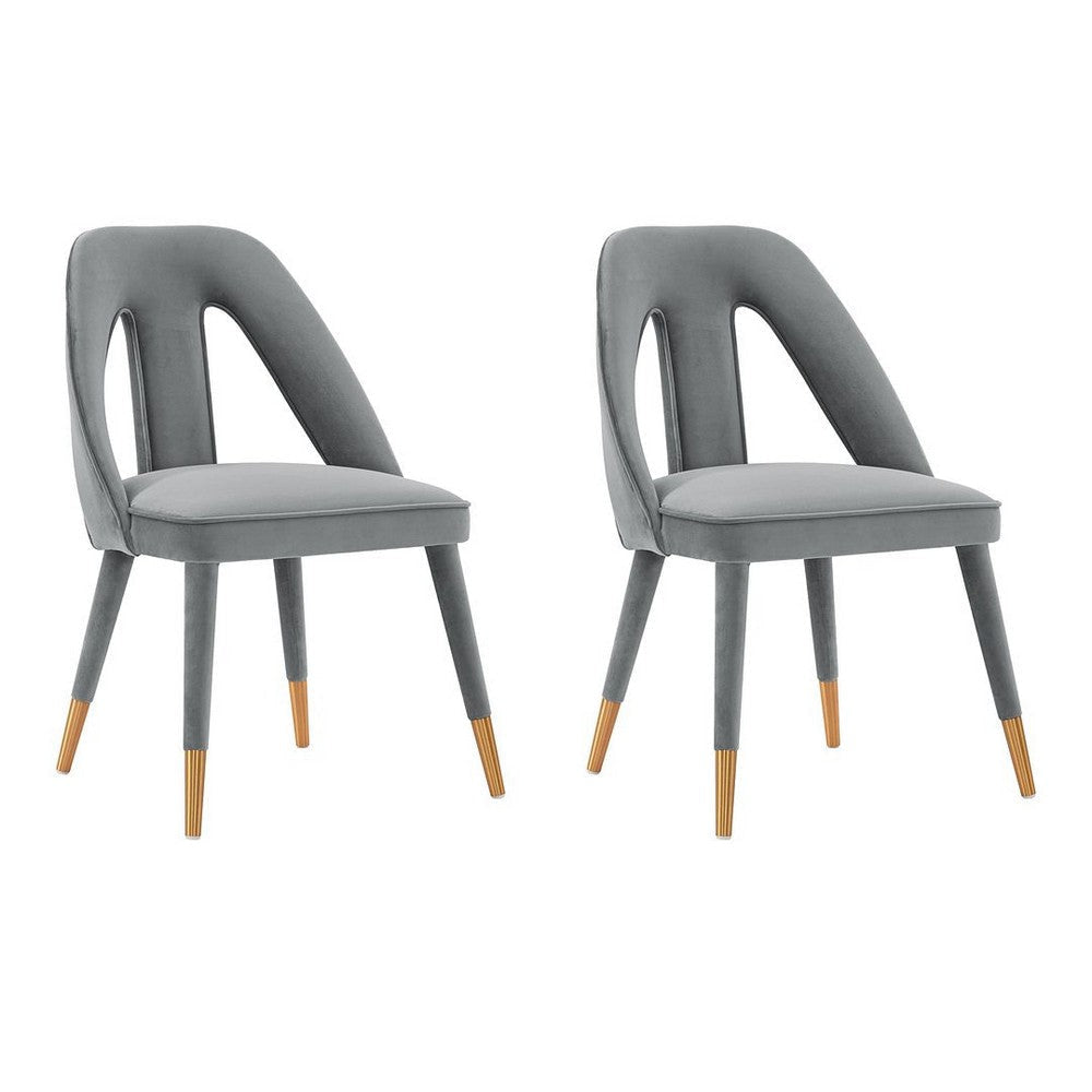 Modern Neda Velvet  Dining Chair in Grey - Set of 2