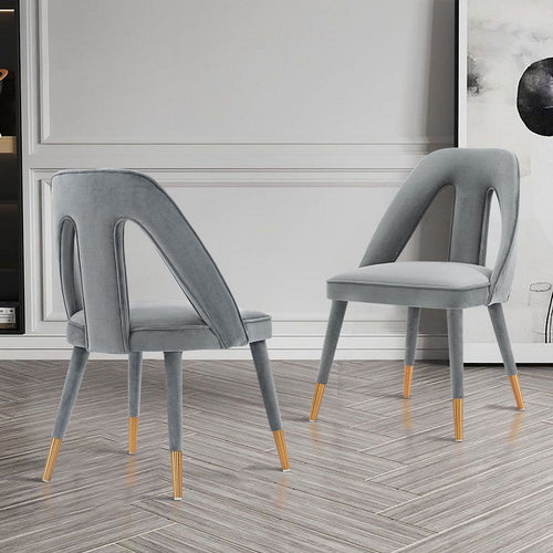 Modern Neda Velvet  Dining Chair in Grey - Set of 2