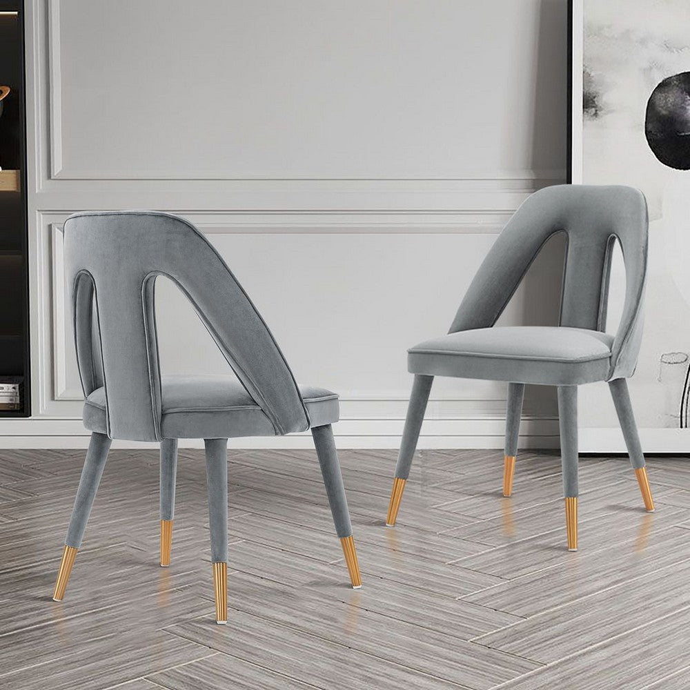 Modern Neda Velvet  Dining Chair in Grey - Set of 2