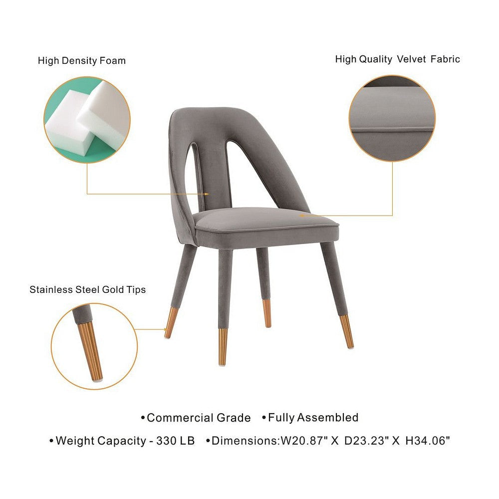 Modern Neda Velvet Dining Chair in Grey - Set of 2 MHC-2-DC081-GY