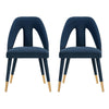 Modern Neda Velvet  Dining Chair in Midnight Blue - Set of 2