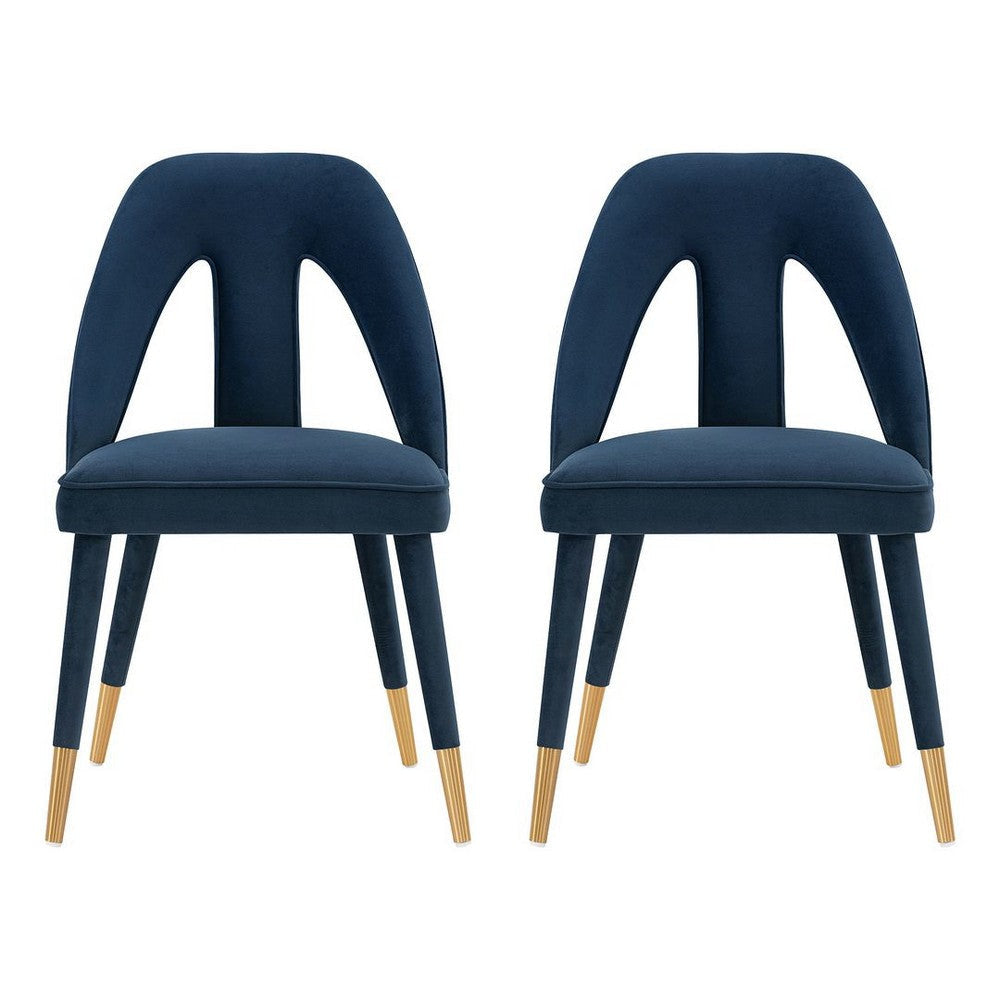 Modern Neda Velvet  Dining Chair in Midnight Blue - Set of 2
