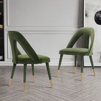 Modern Neda Velvet  Dining Chair in Olive Green - Set of 2