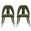 Modern Neda Velvet  Dining Chair in Olive Green - Set of 2