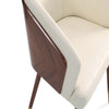 Modern Reeva Dining Chair Upholstered in Leatherette with Beech Wood Back and Solid Wood Legs in Walnut and Cream- Set of 2 MHC-2-DC082-CR