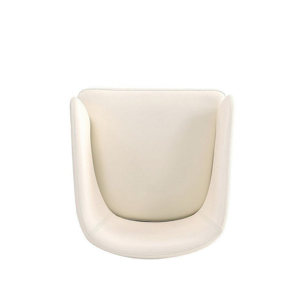 Modern Reeva Dining Chair Upholstered in Leatherette with Beech Wood Back and Solid Wood Legs in Walnut and Cream- Set of 2 MHC-2-DC082-CR