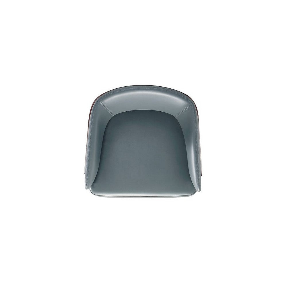 Modern Reeva Dining Chair Upholstered in Leatherette with Beech Wood Back and Solid Wood Legs in Walnut and Graphite Grey - Set of 2